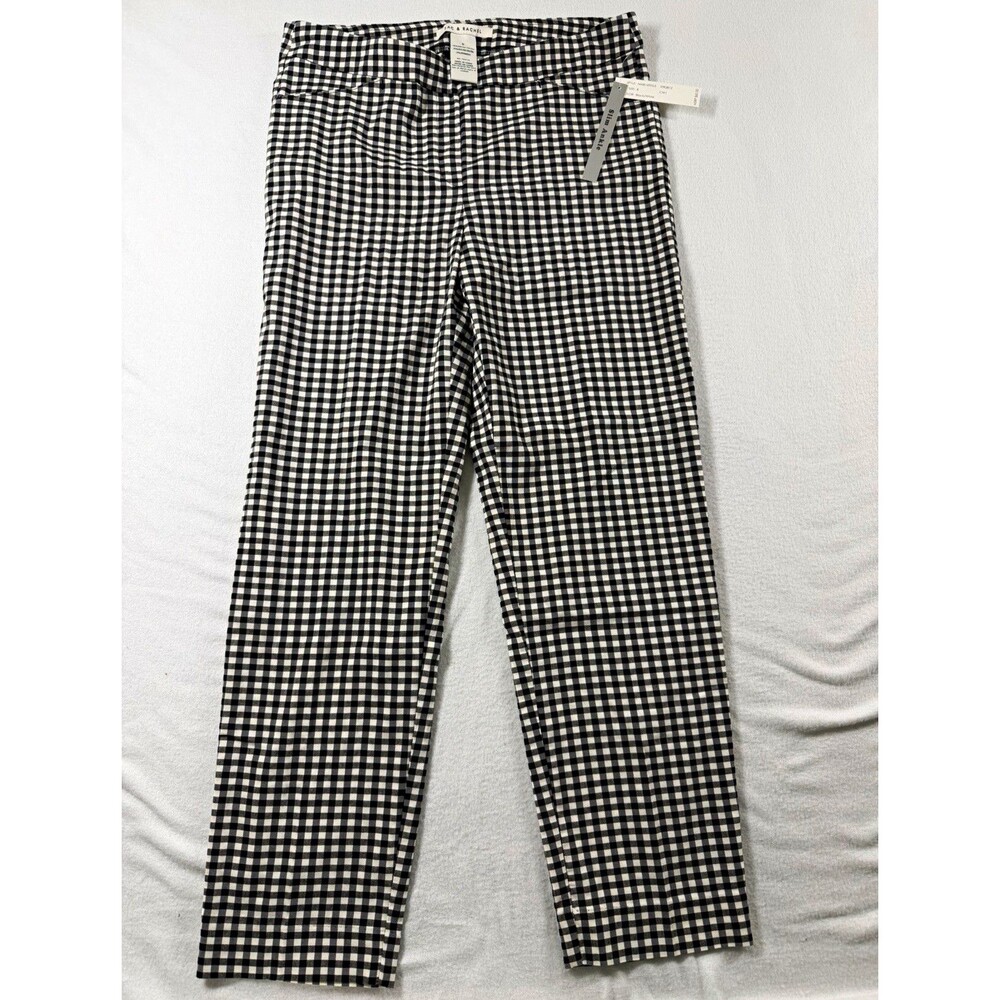 Zac & Rachel Womens Pants Size 8 Black White Gingham Slim Ankle Stretch NEW 556